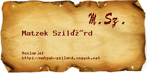 Matzek Szilárd névjegykártya